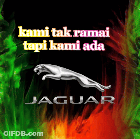 A Jaguar Logo On A Black Background With Flames GIF