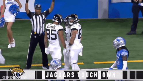 A Jaguars Touchdown Is Being Displayed On A Television Screen GIF