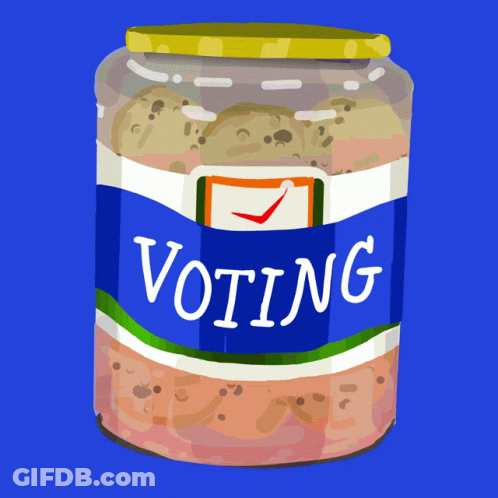 A Jar Of Food That Says Voting On The Label GIF