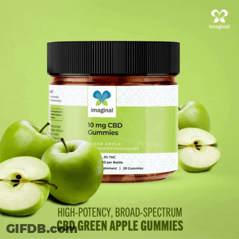 A Jar Of Imaginel 10 Mg Cbd Gummies Green Apple GIF