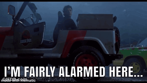 Jurassic Park Jeep Says I M Fairly Alarmed Here GIF