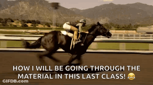 A Jockey Is Riding A Black Horse On A Race Track . GIF