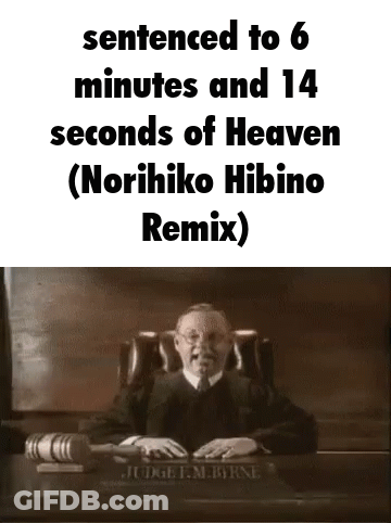 A Judge Is Sitting At A Desk In A Courtroom And A Remix Of Heaven Is Being Played . GIF