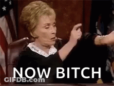 A Judge Is Sitting In A Courtroom And Pointing At Someone While Saying `` Now Bitch '' . GIF