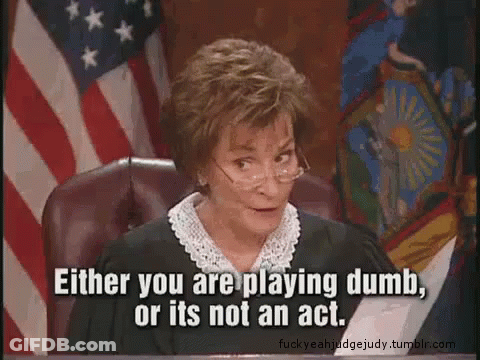 A Judge Sitting In Front Of An American Flag Says Either You Are Playing Dumb Or Its Not An Act . GIF