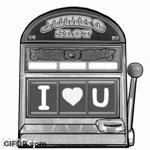 A Jumbo Slot Machine That Says I Love You On It GIF