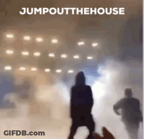 A Jumpoutthehouse Album Cover With A Blurry Photo Of People GIF