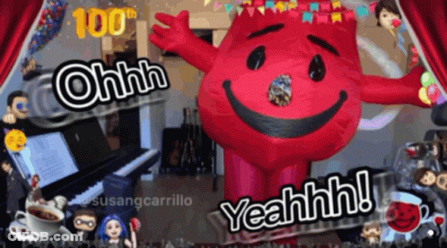 A K-Mart Mascot Says Ohh And Yeahh In Front Of A Piano GIF