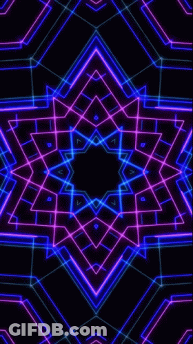 A Kaleidoscope Of Blue And Purple Lines On A Black Background . GIF