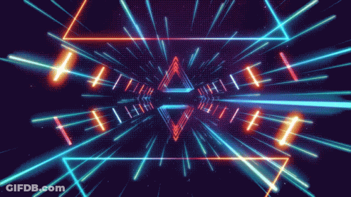 A Kaleidoscope Of Glowing Triangles And Arrows GIF