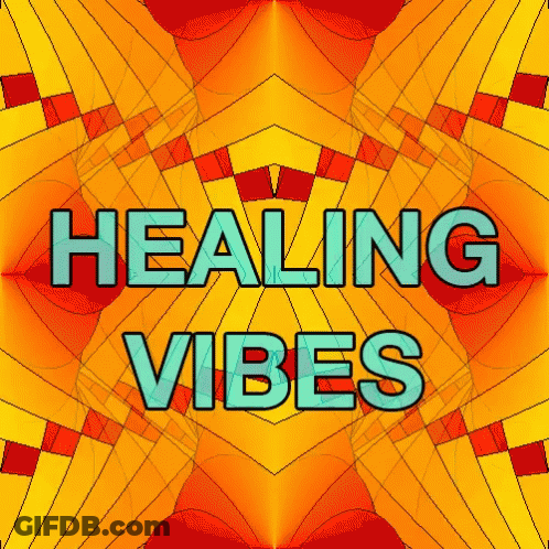 A Kaleidoscope With The Words Healing Vibes In Blue GIF