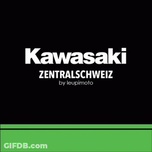 Kawasaki Logo On Black Background With Green Border GIF