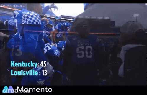 A Kentucky Football Team Is Celebrating A Win Over Louisville GIF