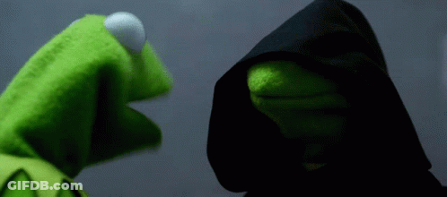A Kermit The Frog Is Wearing A Black Hood GIF