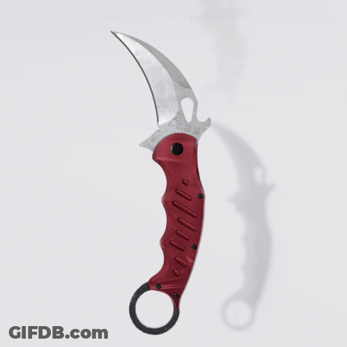 A Knife With A Red Handle And A White Blade GIF