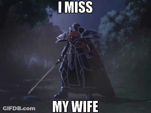 A Knight Holding A Sword With The Words I Miss My Wife Below Him GIF
