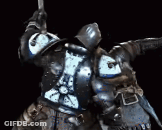 A Knight In Armor Is Holding A Sword In His Hand GIF