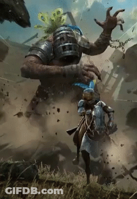 A Knight On A Horse Is Fighting A Giant Monster GIF