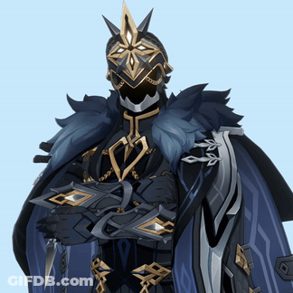 A Knight With A Helmet And A Cape Holds A Sword GIF