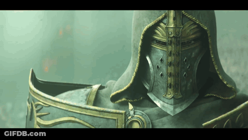 A Knight With A Hood And A Helmet On His Head GIF
