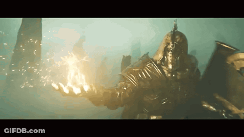 A Knight With A Sword And Shield Is Holding A Fire In His Hands GIF