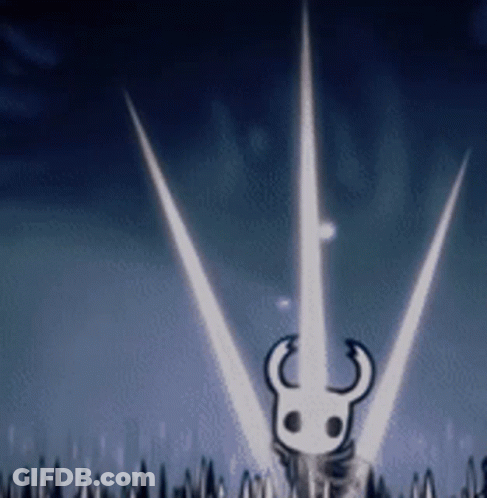 A Knight With Horns And A Sword Is Standing In A Field With Trees In The Background . GIF