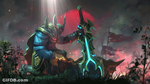 A Knight With Horns Is Holding A Sword GIF