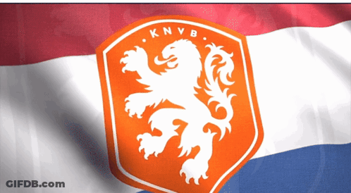 A Knvb Logo Is Displayed On A Red White And Blue Flag GIF