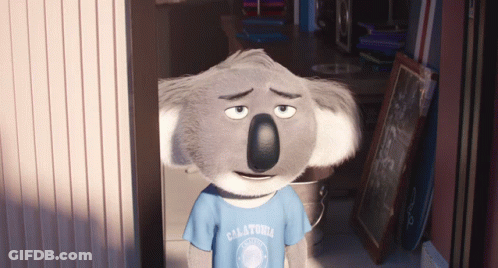 A Koala Bear Wearing A California Shirt Looks Sad GIF