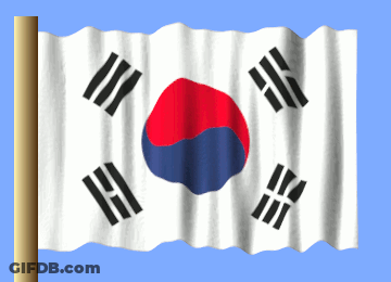 A Korean Flag Is Waving In The Wind On A Pole GIF