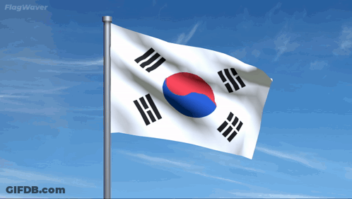 A Korean Flag Waving In The Wind With Flagwaver Written On The Bottom Right GIF