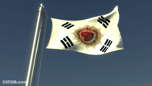 A Korean Flag With A Heart In The Middle GIF