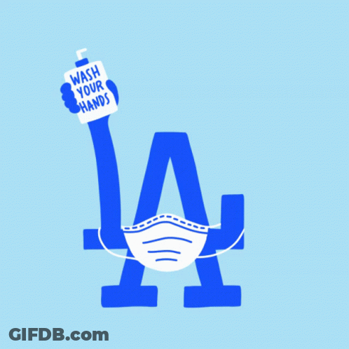 A La Logo With A Mask And A Hand Sanitizer Bottle GIF