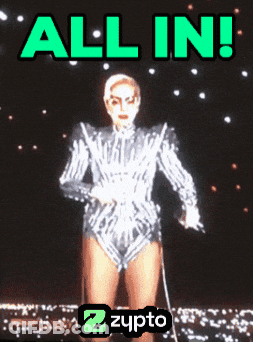 A Lady Gaga Poster That Says " All In " GIF