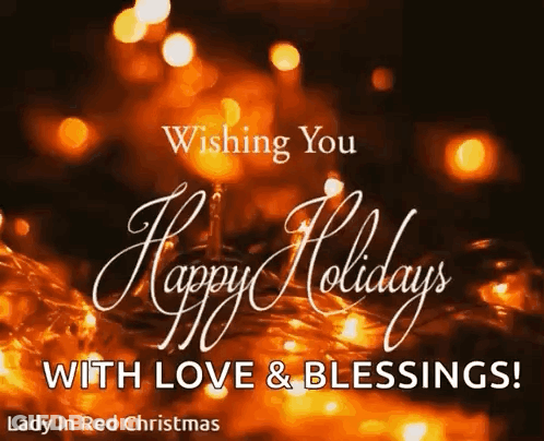 A Lady In Red Christmas Card Wishing You Happy Holidays With Love And Blessings GIF