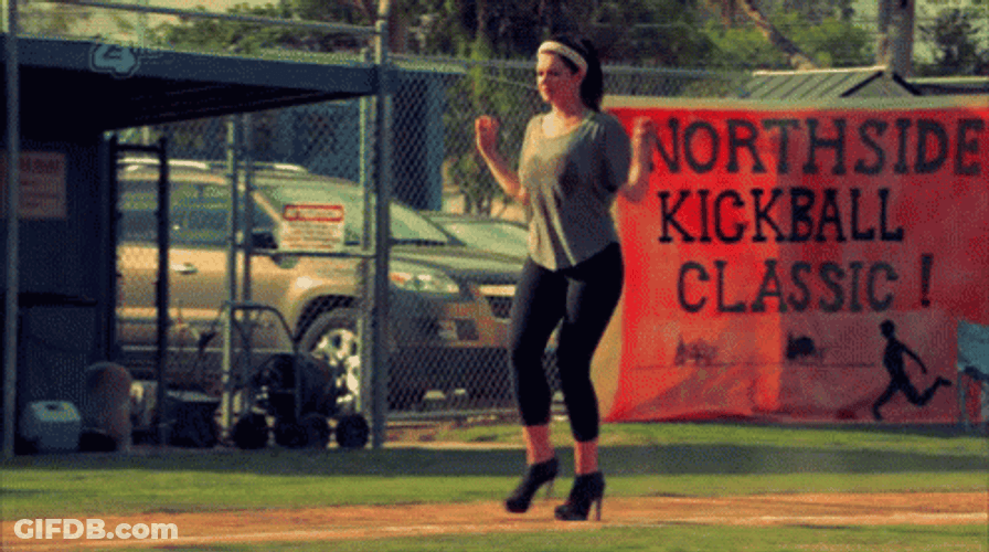 A Lady On A Kickball Ring GIF
