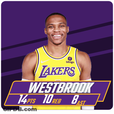 A Lakers Player Named Westbrook Has 14 Pts 10 Reb And 8 Assists GIF