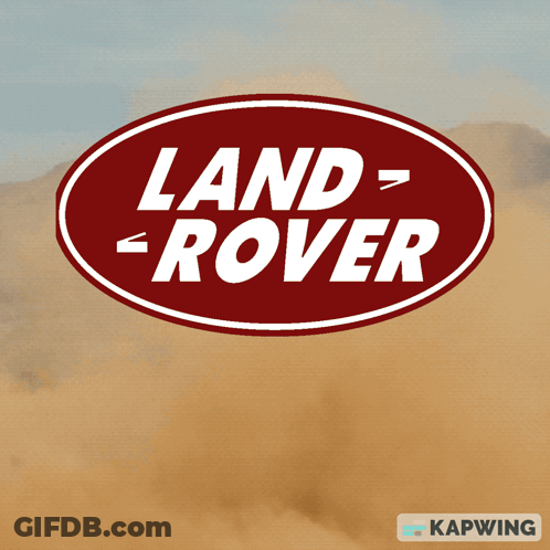 A Land Rover Logo With A Car Driving Through The Sand GIF