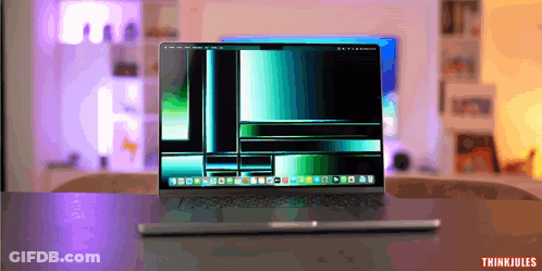 A Laptop On A Table With The Words Thinkjules On The Bottom GIF