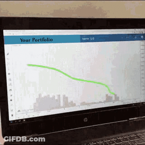 A Laptop Screen Shows A Graph And The Words " Your Portfolio " GIF