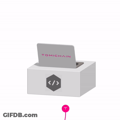 A Laptop With The Word Tomichain Written On It GIF