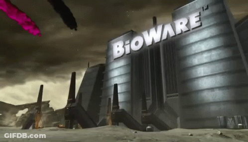 A Large Building That Says Bioware On It GIF