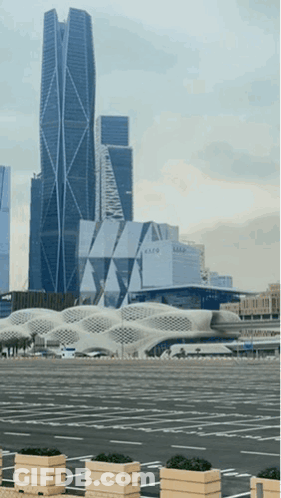 A Large Building With The Word Kaifa On The Side Of It GIF