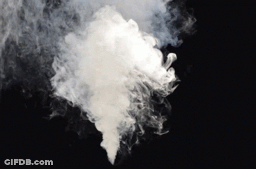 A Large Cloud Of White Smoke Is Coming Out Of A Bottle On A Black Background . GIF