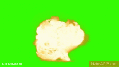 A Large Explosion On A Green Screen With The Website Makeagif.com GIF