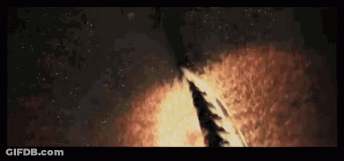 A Large Flame Is Coming Out Of A Black Hole GIF