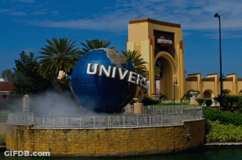 A Large Globe That Says Universal On It GIF