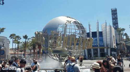 A Large Globe With The Word Universal On It GIF