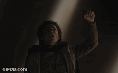 A Large Group Of People Are Gathered In A Dark Room With The Words " I Am The Voice From The Outer World " On The Bottom GIF