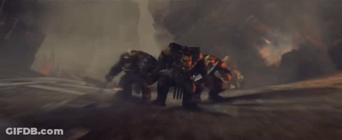 A Large Group Of Soldiers Are Fighting On A Hill GIF